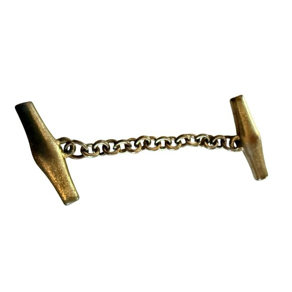 Brass Double Clip Chain Link Bar T-Bar Fastener Cuff Link (1) - Picture 1 of 2